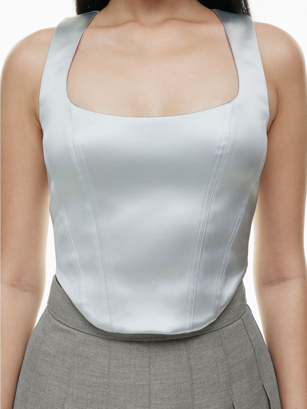 Aritzia Sunday Best Shiloh Satin Bustier NWT Sterling Blue Size S